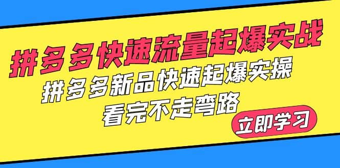 拼多多-快速流量起爆实战，拼多多新品快速起爆实操，看完不走弯路网创吧-网创项目资源站-副业项目-创业项目-搞钱项目搞钱网创吧