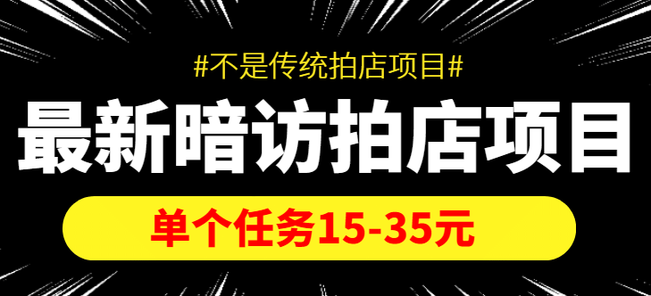 【信息差项目】最新暗访拍店项目，单个任务15-35元（不是传统拍店项目）网创吧-网创项目资源站-副业项目-创业项目-搞钱项目搞钱网创吧