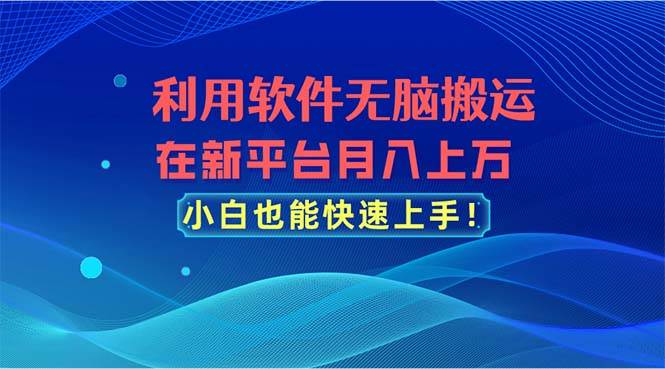 利用软件无脑搬运，在新平台月入上万，小白也能快速上手搞钱网创吧-网创项目资源站-副业项目-创业项目-搞钱项目搞钱网创吧