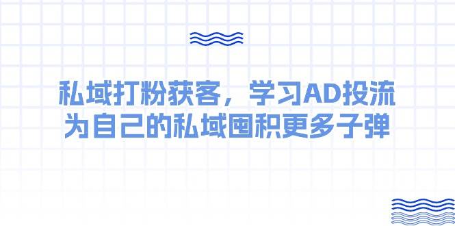 某收费课：私域打粉获客，学习AD投流，为自己的私域囤积更多子弹搞钱网创吧-网创项目资源站-副业项目-创业项目-搞钱项目搞钱网创吧