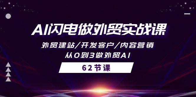 AI闪电做外贸实战课，外贸建站/开发客户/内容营销/从0到3做外贸AI-62节搞钱网创吧-网创项目资源站-副业项目-创业项目-搞钱项目搞钱网创吧