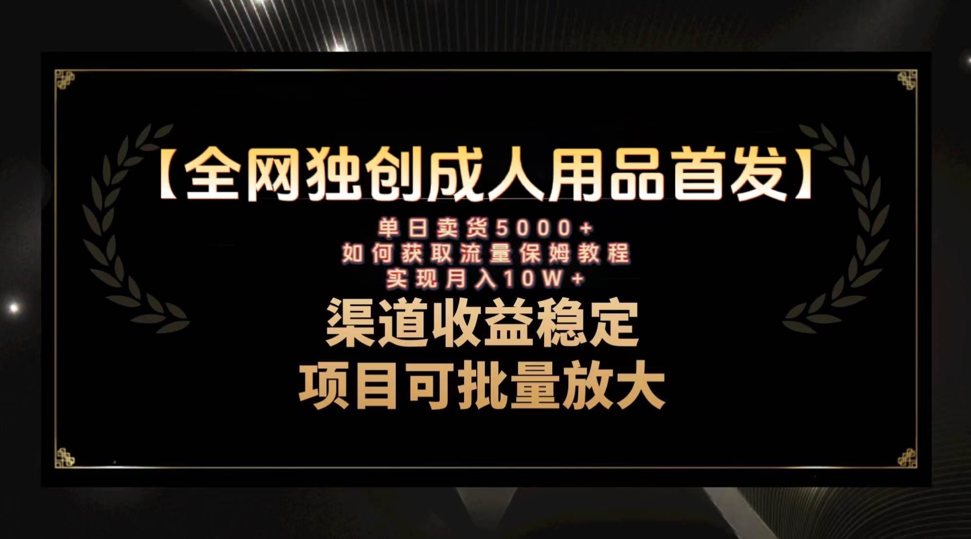 最新全网独创首发，成人用品赛道引流获客，月入10w保姆级教程搞钱网创吧-网创项目资源站-副业项目-创业项目-搞钱项目搞钱网创吧