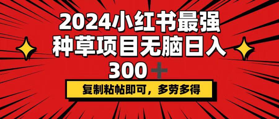 2024小红书最强种草项目，无脑日入300+，复制粘帖即可，多劳多得网创吧-网创项目资源站-副业项目-创业项目-搞钱项目搞钱网创吧
