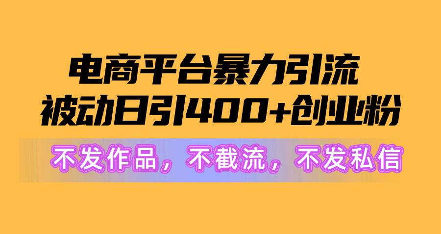 电商平台暴力引流,被动日引400+创业粉不发作品，不截流，不发私信搞钱网创吧-网创项目资源站-副业项目-创业项目-搞钱项目搞钱网创吧