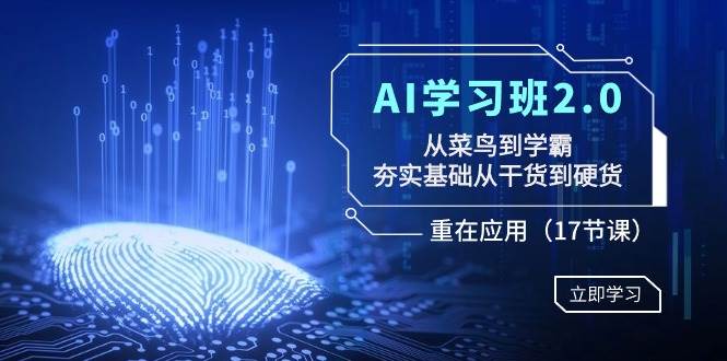 AI学习班2.0：从菜鸟到学霸，夯实基础从干货到硬货，重在应用（17节课）搞钱网创吧-网创项目资源站-副业项目-创业项目-搞钱项目搞钱网创吧