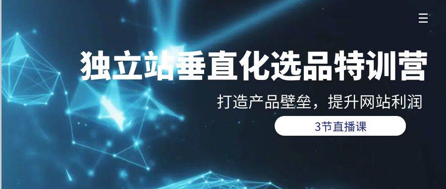 独立站-垂直化选品训练营，打造产品壁垒，提升网站利润（3节直播课）网创吧-网创项目资源站-副业项目-创业项目-搞钱项目搞钱网创吧