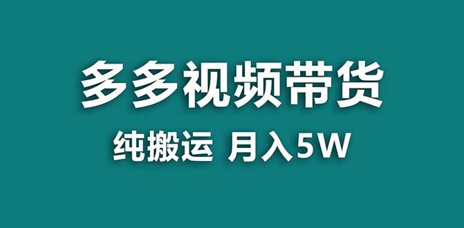 【蓝海项目】拼多多视频带货 纯搬运一个月搞了5w佣金，小白也能操作 送工具网创吧-网创项目资源站-副业项目-创业项目-搞钱项目搞钱网创吧