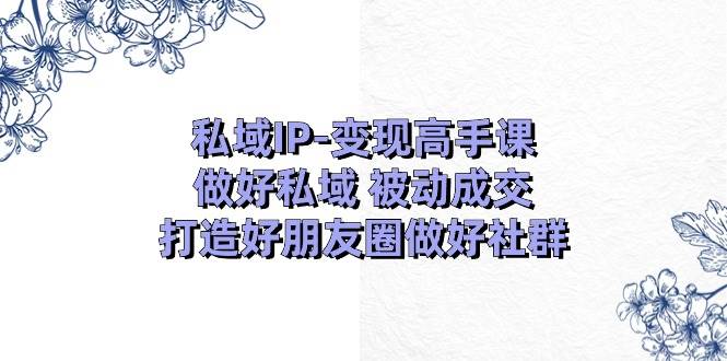 私域IP-变现高手课：做好私域 被动成交，打造好朋友圈做好社群（18节）网创吧-网创项目资源站-副业项目-创业项目-搞钱项目搞钱网创吧