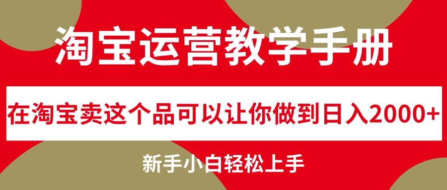 淘宝运营教学手册，在淘宝卖这个品可以让你做到日入2000+，新手小白轻…搞钱网创吧-网创项目资源站-副业项目-创业项目-搞钱项目搞钱网创吧