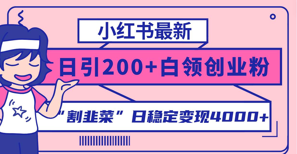 小红书最新日引200+创业粉”割韭菜“日稳定变现4000+实操教程！网创吧-网创项目资源站-副业项目-创业项目-搞钱项目搞钱网创吧