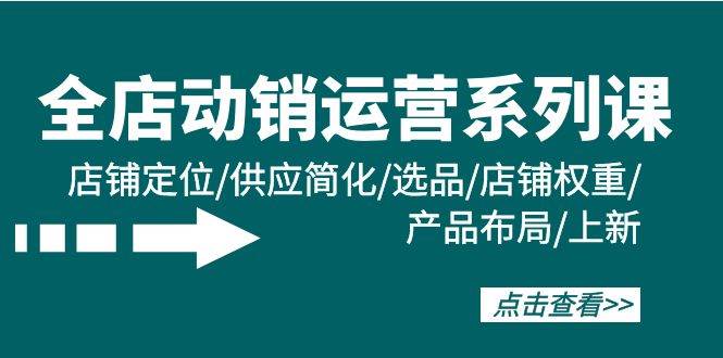 全店·动销运营系列课：店铺定位/供应简化/选品/店铺权重/产品布局/上新搞钱网创吧-网创项目资源站-副业项目-创业项目-搞钱项目搞钱网创吧