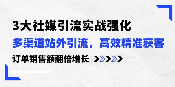 3大社媒引流实操强化，多渠道站外引流/高效精准获客/订单销售额翻倍增长网创吧-网创项目资源站-副业项目-创业项目-搞钱项目搞钱网创吧