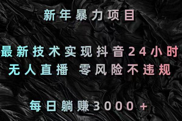 新年暴力项目，最新技术实现抖音24小时无人直播 零风险不违规 每日躺赚3000网创吧-网创项目资源站-副业项目-创业项目-搞钱项目搞钱网创吧
