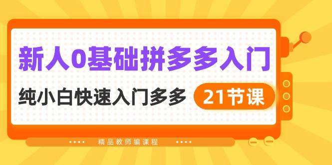 新人0基础拼多多入门，纯小白快速入门多多（21节课）网创吧-网创项目资源站-副业项目-创业项目-搞钱项目搞钱网创吧