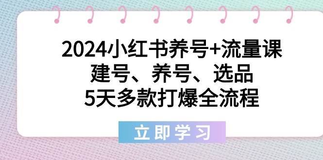 2024小红书养号+流量课：建号、养号、选品，5天多款打爆全流程搞钱网创吧-网创项目资源站-副业项目-创业项目-搞钱项目搞钱网创吧