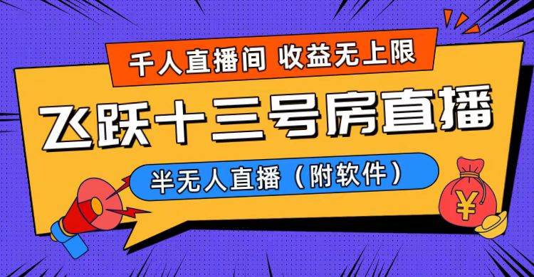 爆火飞跃十三号房半无人直播，一场直播上千人，日入过万！（附软件）网创吧-网创项目资源站-副业项目-创业项目-搞钱项目搞钱网创吧