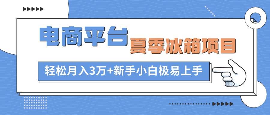 电商平台夏季冰箱项目，轻松月入3万+，新手小白极易上手网创吧-网创项目资源站-副业项目-创业项目-搞钱项目搞钱网创吧