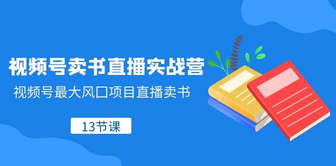 视频号-卖书直播实战营，视频号最大风囗项目直播卖书（13节课）搞钱网创吧-网创项目资源站-副业项目-创业项目-搞钱项目搞钱网创吧