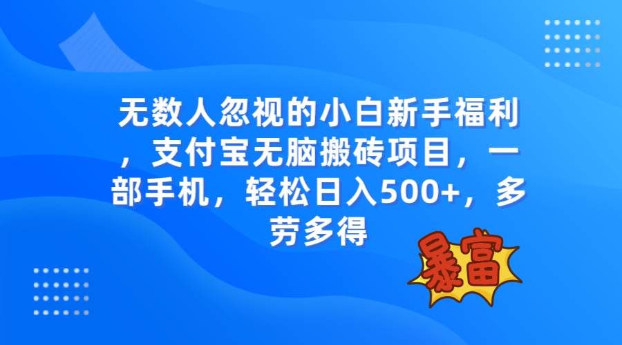 无数人忽视的项目，支付宝无脑搬砖项目，一部手机即可操作，轻松日入500+网创吧-网创项目资源站-副业项目-创业项目-搞钱项目搞钱网创吧