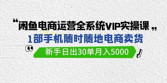 闲鱼电商运营全系统VIP实战课，1部手机随时随地卖货，新手日出30单月入5000网创吧-网创项目资源站-副业项目-创业项目-搞钱项目搞钱网创吧