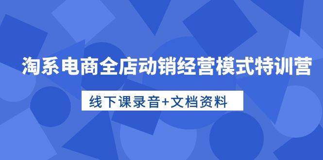 淘系电商全店动销经营模式特训营，线下课录音+文档资料网创吧-网创项目资源站-副业项目-创业项目-搞钱项目搞钱网创吧