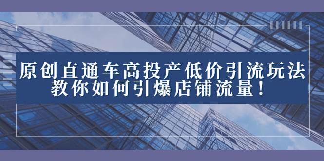 2023直通车高投产低价引流玩法，教你如何引爆店铺流量！网创吧-网创项目资源站-副业项目-创业项目-搞钱项目搞钱网创吧