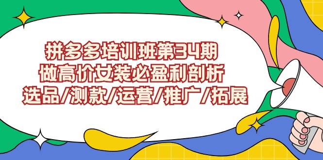 拼多多培训班第34期：做高价女装必盈利剖析  选品/测款/运营/推广/拓展搞钱网创吧-网创项目资源站-副业项目-创业项目-搞钱项目搞钱网创吧