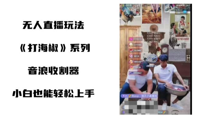 打海椒无人直播整蛊项目，小白轻松上手撸音浪收割器（教程+工具+素材）搞钱网创吧-网创项目资源站-副业项目-创业项目-搞钱项目搞钱网创吧