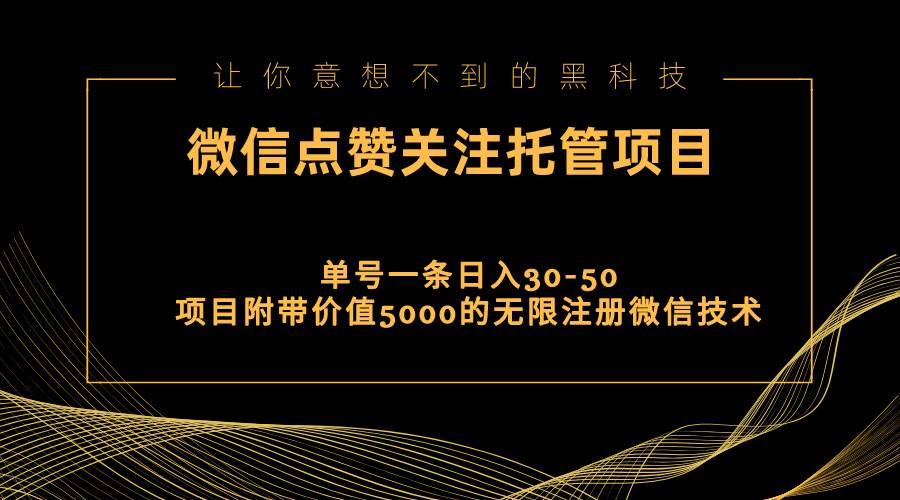 视频号托管点赞关注，单微信30-50元，附带价值5000无限注册微信技术搞钱网创吧-网创项目资源站-副业项目-创业项目-搞钱项目搞钱网创吧