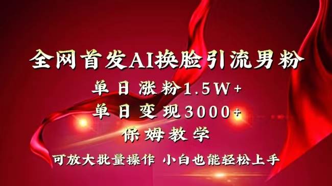 全网独创首发AI换脸引流男粉单日涨粉1.5W+变现3000+小白也能上手快速拿结果网创吧-网创项目资源站-副业项目-创业项目-搞钱项目搞钱网创吧