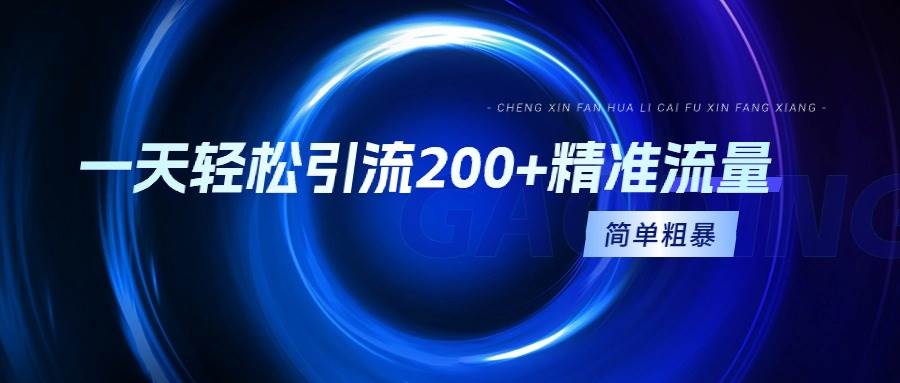 一天轻松引流200+精准流量，简单粗暴，一看就会搞钱网创吧-网创项目资源站-副业项目-创业项目-搞钱项目搞钱网创吧