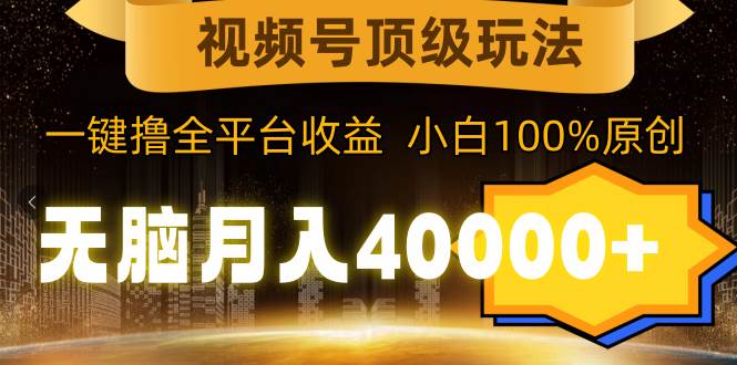 视频号顶级玩法，无脑月入40000+，一键撸全平台收益，纯小白也能100%原创网创吧-网创项目资源站-副业项目-创业项目-搞钱项目搞钱网创吧