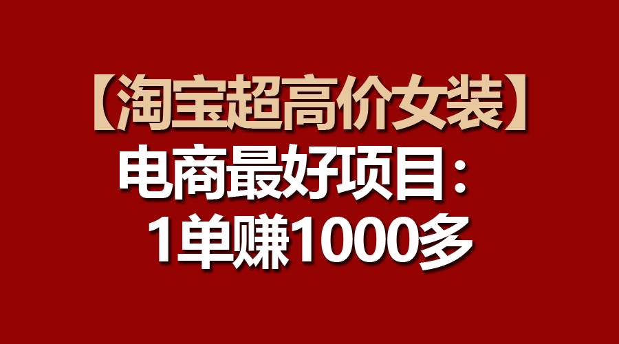 【淘宝超高价女装】电商最好项目：一单赚1000多网创吧-网创项目资源站-副业项目-创业项目-搞钱项目搞钱网创吧