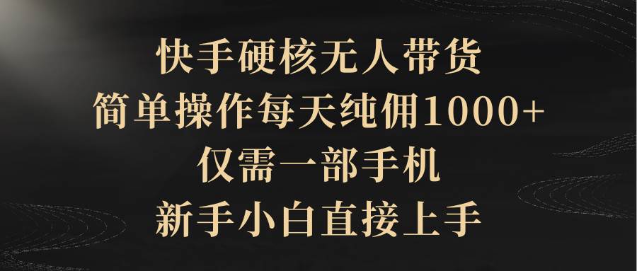 快手硬核无人带货，简单操作每天纯佣1000+,仅需一部手机，新手小白直接上手网创吧-网创项目资源站-副业项目-创业项目-搞钱项目搞钱网创吧