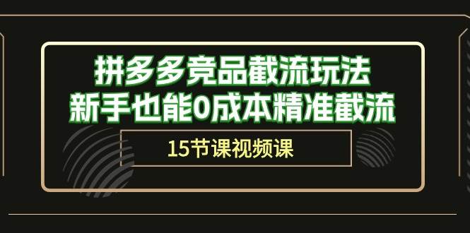 拼多多竞品截流玩法，新手也能0成本精准截流（15节课）搞钱网创吧-网创项目资源站-副业项目-创业项目-搞钱项目搞钱网创吧