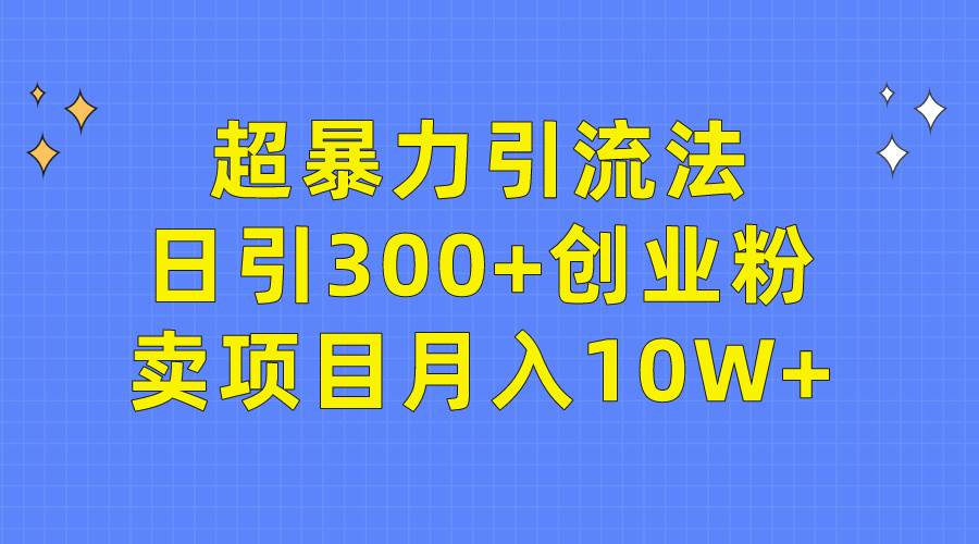 超暴力引流法，日引300+创业粉，卖项目月入10W+搞钱网创吧-网创项目资源站-副业项目-创业项目-搞钱项目搞钱网创吧