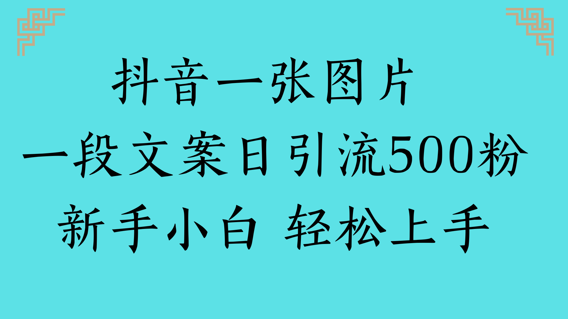抖音一张图片 一段文案日引流500粉新手小白 轻松上手搞钱网创吧-网创项目资源站-副业项目-创业项目-搞钱项目搞钱网创吧