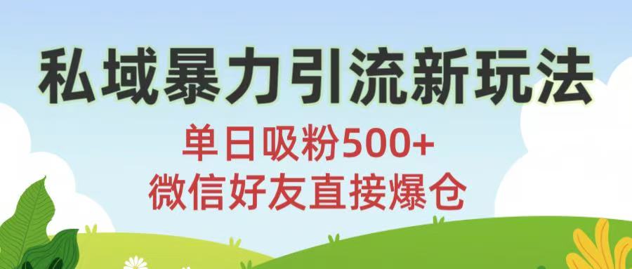 私域暴力引流新玩法!单日吸粉500+，微信好友直接爆仓搞钱网创吧-网创项目资源站-副业项目-创业项目-搞钱项目搞钱网创吧