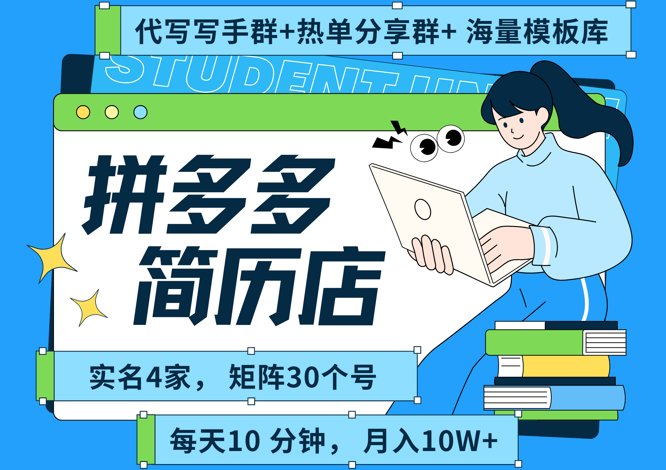 拼多多 虚拟资料 简历 海报代写 全SOP流程 毫无保留分享（含后端资料以及代写渠道）每天十分钟 每人实名四个店  矩阵30个账号  轻轻松松 月入10W搞钱网创吧-网创项目资源站-副业项目-创业项目-搞钱项目搞钱网创吧