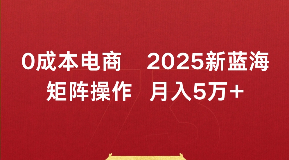 0成本电商2025新蓝海矩阵操作 月入5万+搞钱网创吧-网创项目资源站-副业项目-创业项目-搞钱项目搞钱网创吧