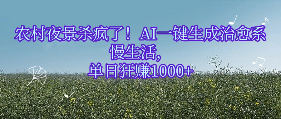 农村夜景杀疯了！AI一键生成治愈系慢生活，单日狂赚1000+搞钱网创吧-网创项目资源站-副业项目-创业项目-搞钱项目搞钱网创吧