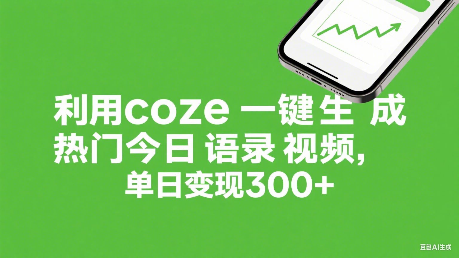 利用coze一键生成热门今日语录视频，单日变现300+搞钱网创吧-网创项目资源站-副业项目-创业项目-搞钱项目搞钱网创吧
