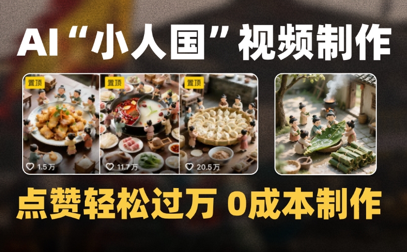 爆款1000W+微缩景观迷你小人国AI视频，0成本制作全流程教学搞钱网创吧-网创项目资源站-副业项目-创业项目-搞钱项目搞钱网创吧