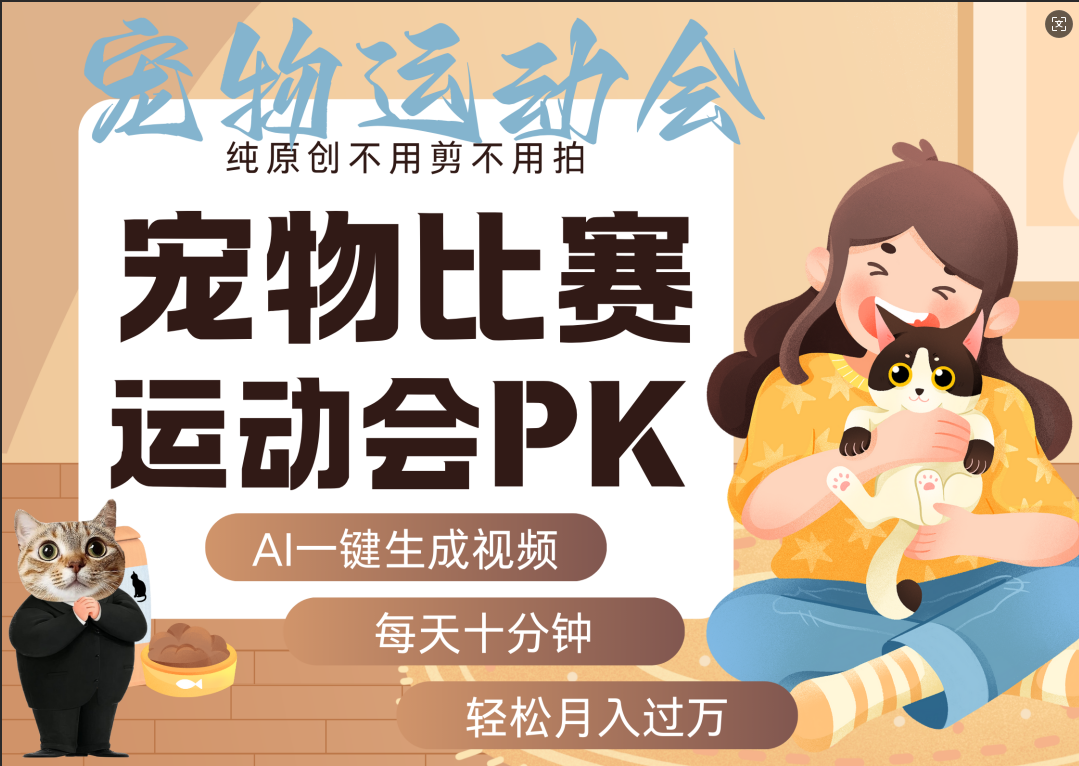 AI萌宠运动员跳水 射击  篮球  足球比赛   每天十分钟 附详细提示词文案库  代替做素材 卖提示词 卖虚拟资料  卖宠物产品 做宠物私人定制产品  带徒弟 带陪跑 卖课  创作者分成 月入5W+搞钱网创吧-网创项目资源站-副业项目-创业项目-搞钱项目搞钱网创吧