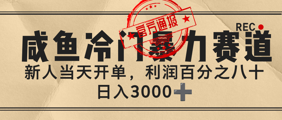 闲鱼，冷门暴力赛道，一单 80%利润，新人轻松日入 3000+搞钱网创吧-网创项目资源站-副业项目-创业项目-搞钱项目搞钱网创吧