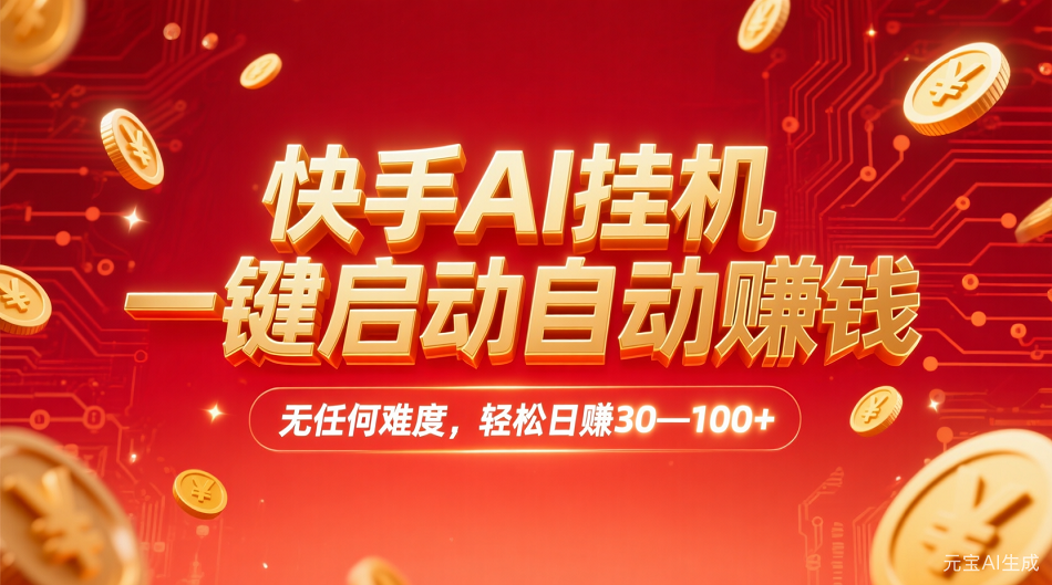 快手AI，一键启动自动赚钱 无任何难度，轻松一天30—100+搞钱网创吧-网创项目资源站-副业项目-创业项目-搞钱项目搞钱网创吧