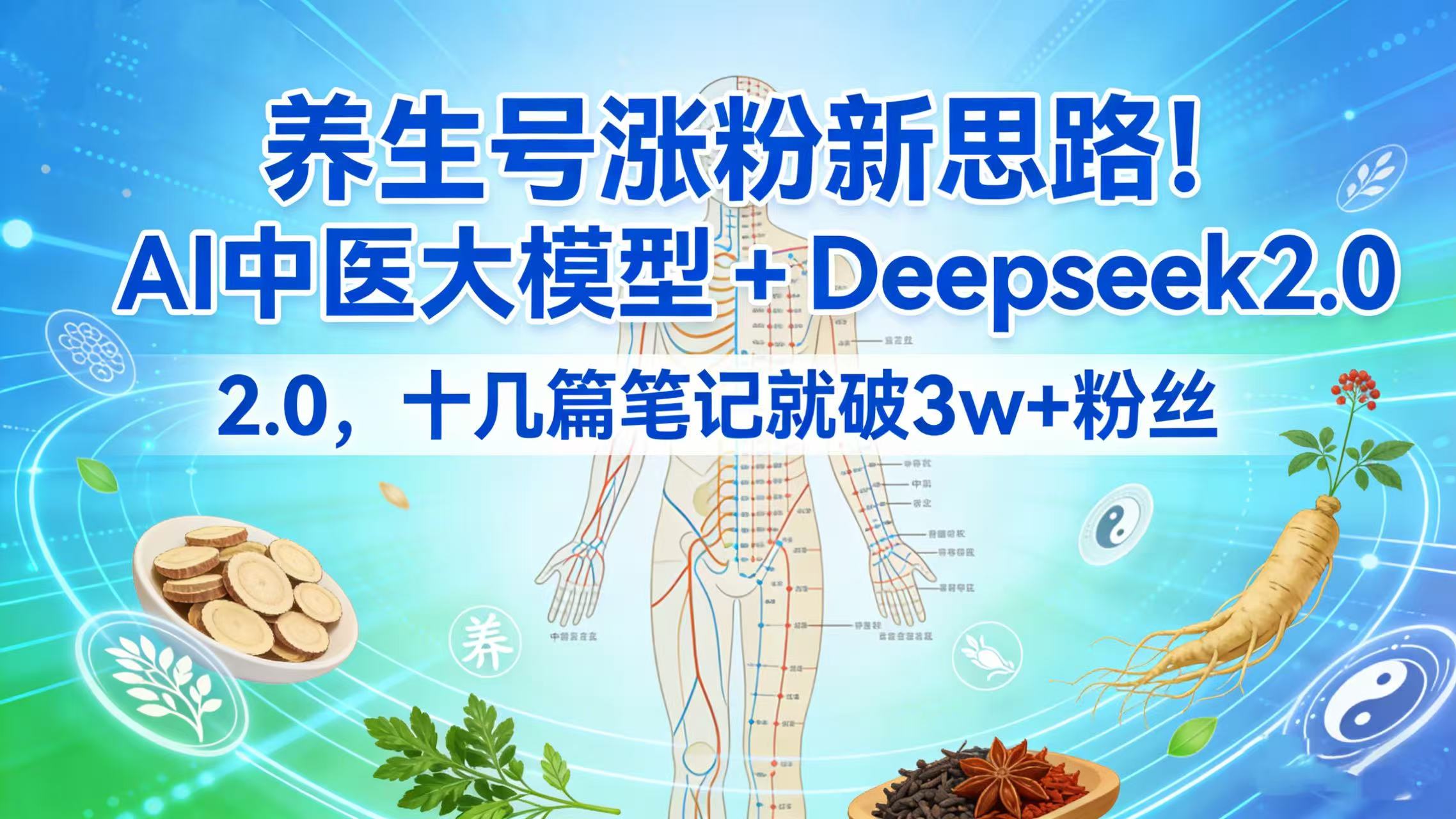 养生号涨粉新思路！AI 中医大模型 + Deepseek 2.0，十几篇笔记就破 3w + 粉丝搞钱网创吧-网创项目资源站-副业项目-创业项目-搞钱项目搞钱网创吧
