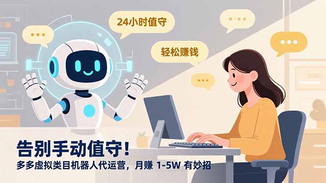 告别手动值守！多多虚拟类目机器人代运营，月赚 1-5W 有妙招搞钱网创吧-网创项目资源站-副业项目-创业项目-搞钱项目搞钱网创吧