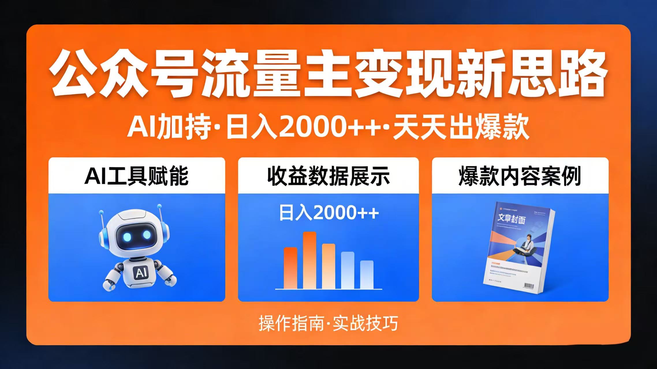 公众号流量主变现新思路：AI 加持，日入 2000++ 天天出爆款搞钱网创吧-网创项目资源站-副业项目-创业项目-搞钱项目搞钱网创吧