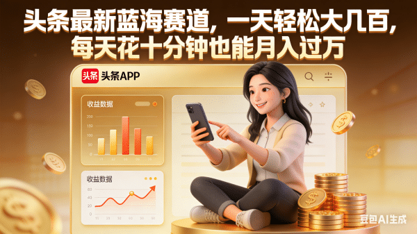 头条最新蓝海赛道，一天轻松大几百，每天花十分钟也能月入过万搞钱网创吧-网创项目资源站-副业项目-创业项目-搞钱项目搞钱网创吧
